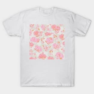 Floral Watercolour Garden pink and orange flowers T-Shirt